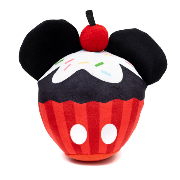 Disney Mickey Mouse Cupcake with Ears Red Plush Squeaky Dog Toy