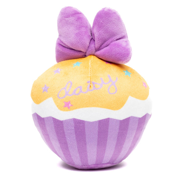 Disney Daisy Duck Script Cupcake with Pink Bow Plush Squeaky Dog Toy