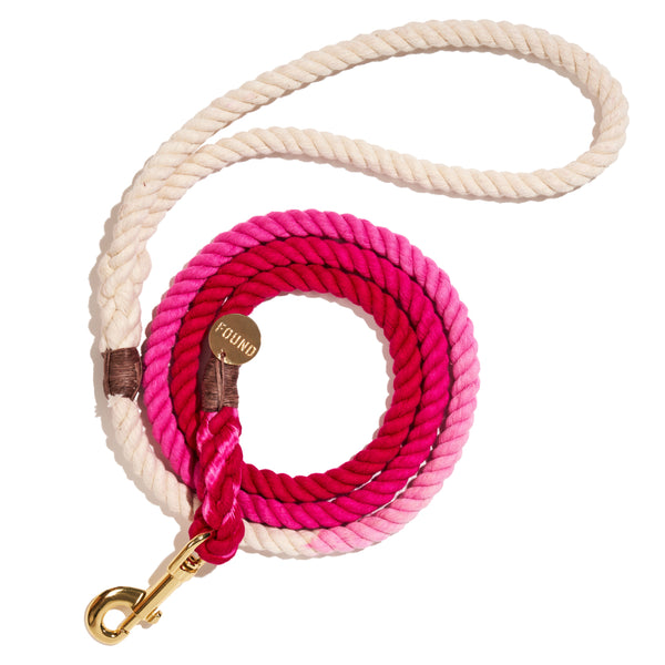 Found My Animal Magenta Ombre Cotton Rope Dog Leash - Standard - 5FT