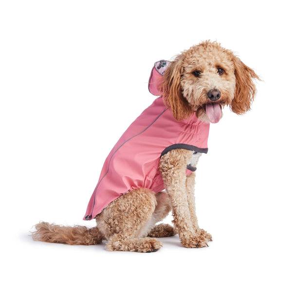 Reversible Elasto-Fit Dog Raincoat - Pink/Pink