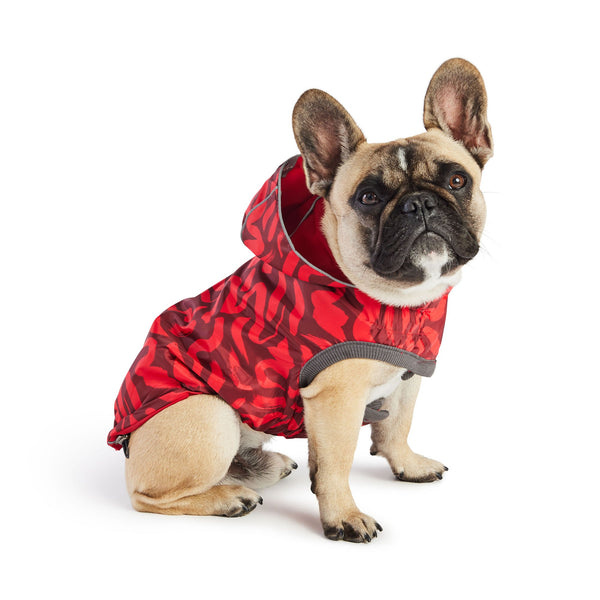 Reversible Elasto-Fit Dog Raincoat - Red/Red