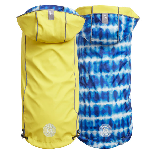Reversible Elasto-Fit Dog Raincoat - Yellow/Blue