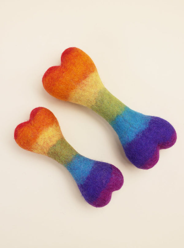 Rainbow Woolbone Wool Dog Toy