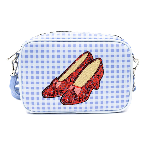 The Wizard of Oz Dorothy Ruby Slippers with Toto Vegan Leather Crossbody Dog Walking Bag