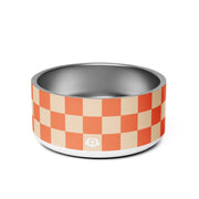 Checker Peachy Orange Dog Bowl - Wūforia