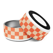 Checker Peachy Orange Dog Bowl - Wūforia