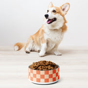 Checker Peachy Orange Dog Bowl - Wūforia