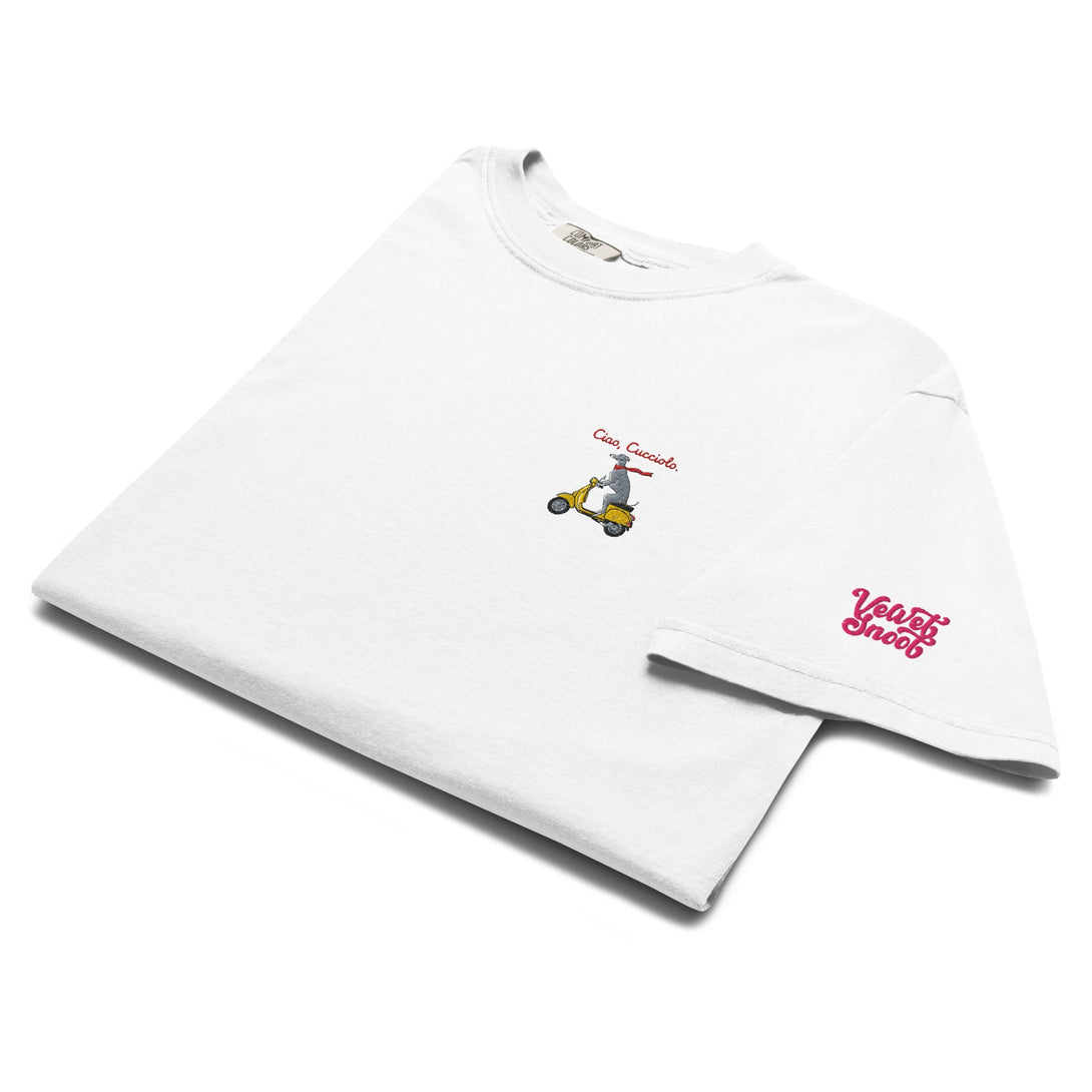 Ciao Cucciolo Embroidered Comfort Colors T-Shirt – Mens/Womens T-Shirts by Velvet Snoot