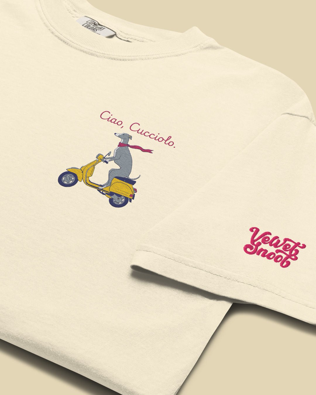 Ciao Cucciolo Embroidered Comfort Colors T-Shirt – Mens/Womens T-Shirts by Velvet Snoot