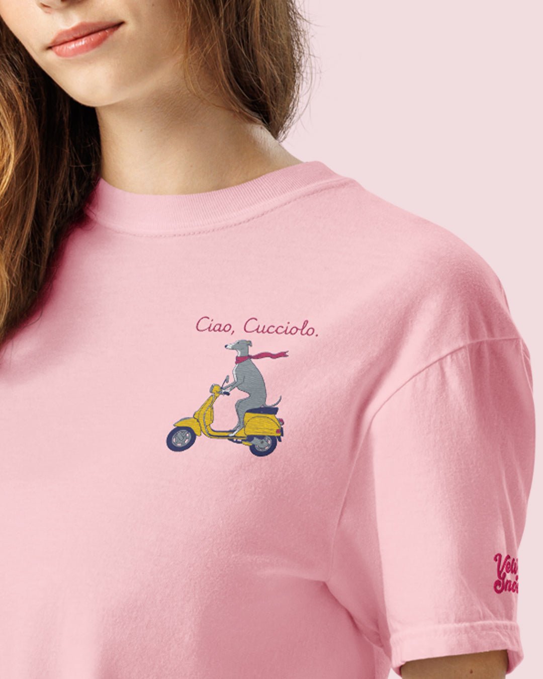Ciao Cucciolo Embroidered Comfort Colors T-Shirt – Mens/Womens T-Shirts by Velvet Snoot