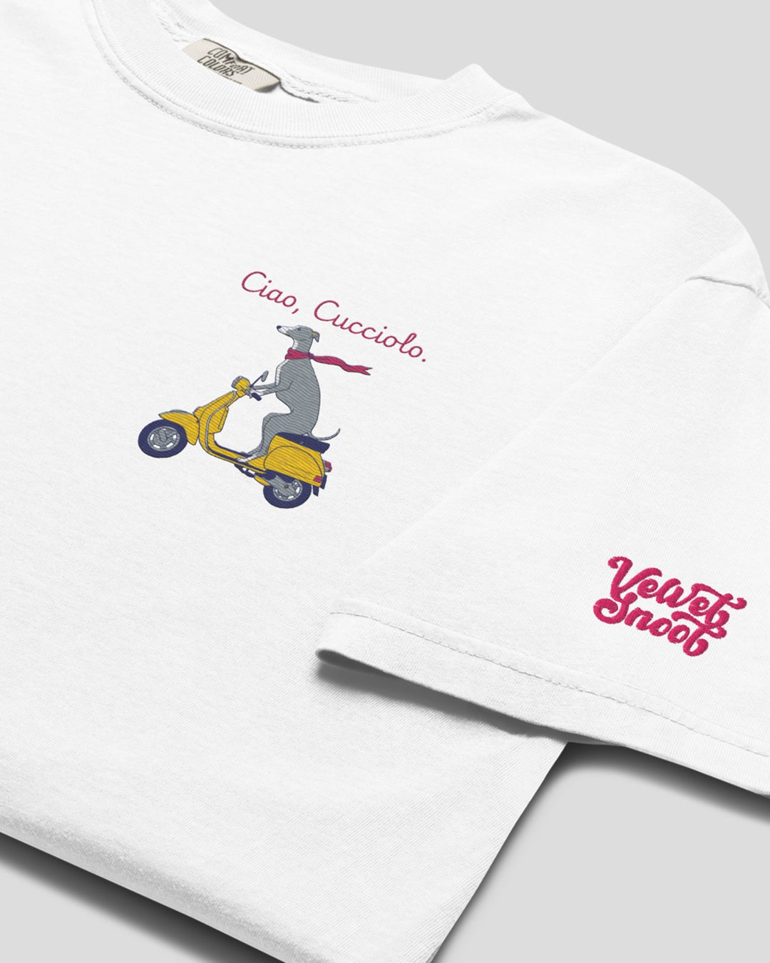 Ciao Cucciolo Embroidered Comfort Colors T-Shirt – Mens/Womens T-Shirts by Velvet Snoot