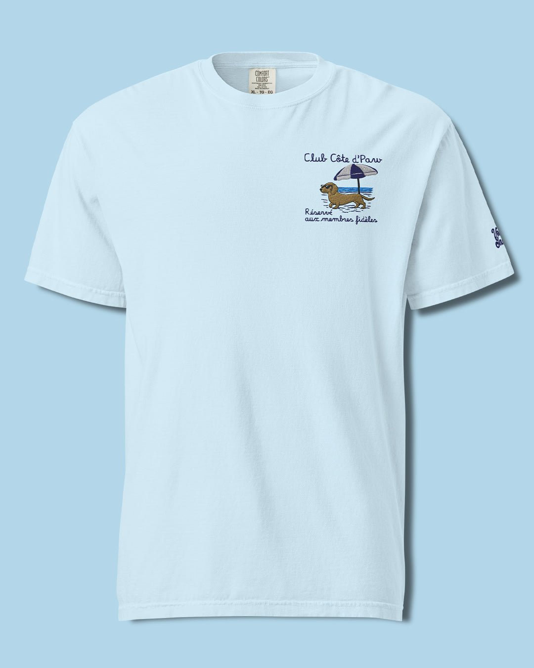 Club Côte d’Paw Embroidered Comfort Color T-Shirt – Mens/Womens T-Shirts by Velvet Snoot