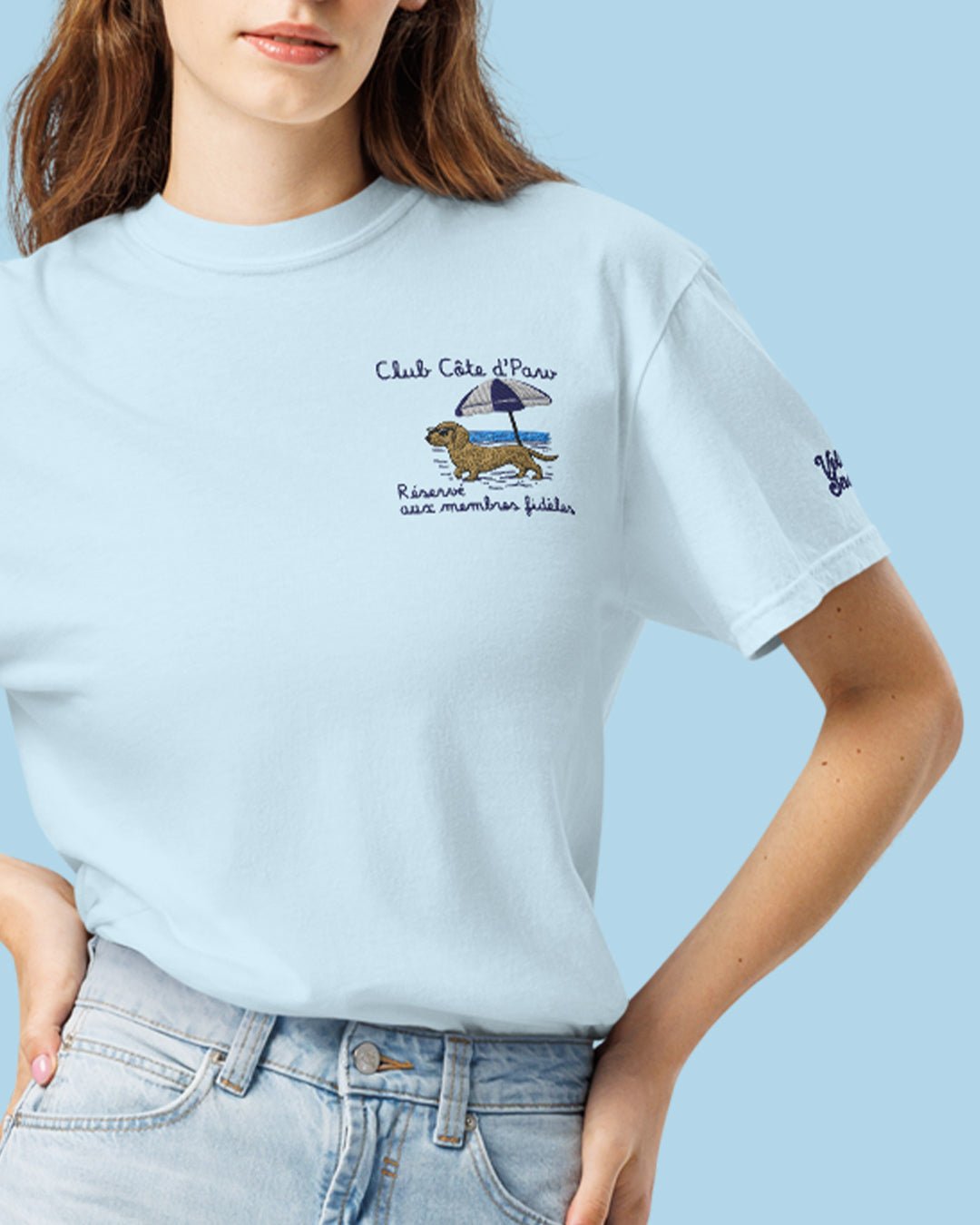 Club Côte d’Paw Embroidered Comfort Color T-Shirt – Mens/Womens T-Shirts by Velvet Snoot