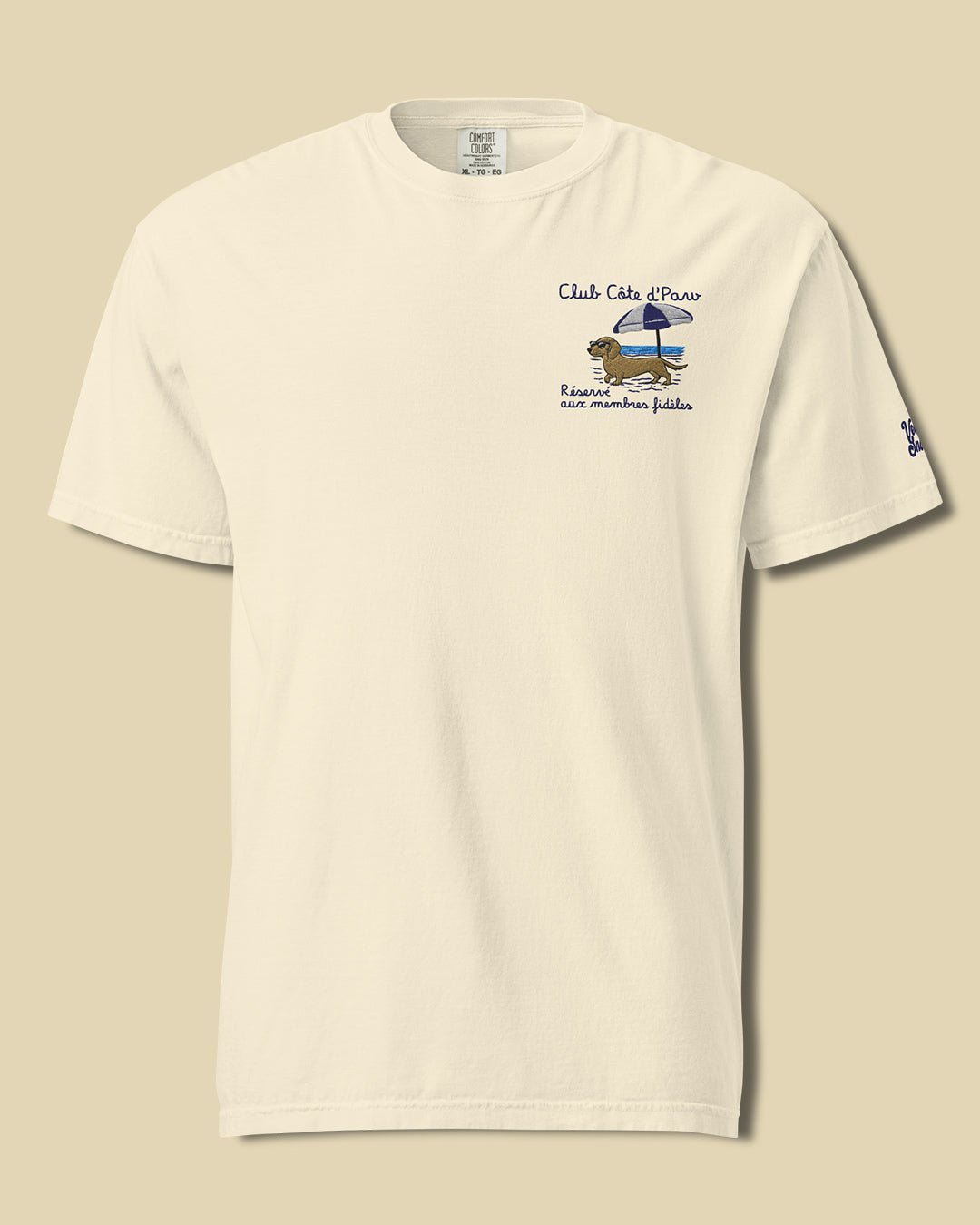 Club Côte d’Paw Embroidered Comfort Color T-Shirt – Mens/Womens T-Shirts by Velvet Snoot