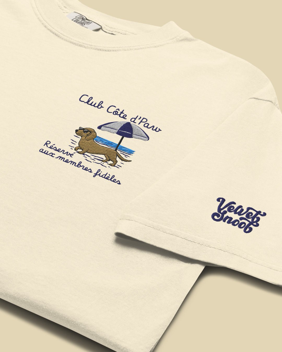 Club Côte d’Paw Embroidered Comfort Color T-Shirt – Mens/Womens T-Shirts by Velvet Snoot