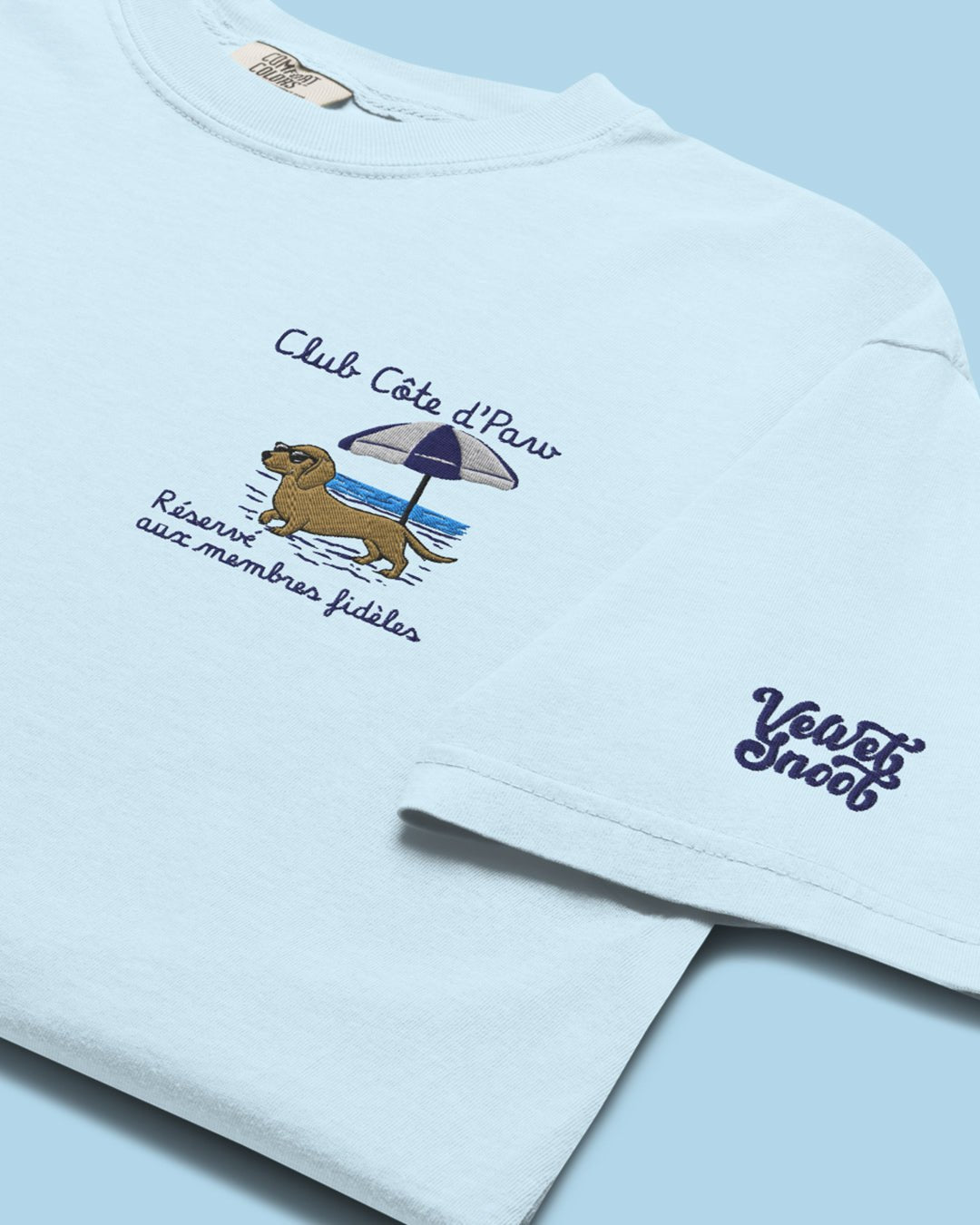 Club Côte d’Paw Embroidered Comfort Color T-Shirt – Mens/Womens T-Shirts by Velvet Snoot