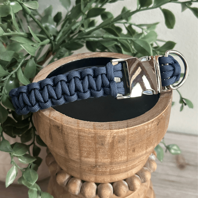 Cobra Braid in Navy Blue - Handmade Dog Collar – Dog Collars by Pawsh Pup Co.