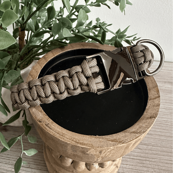 Cobra Braid in Tan - Handmade Dog Collar – Dog Collars by Pawsh Pup Co.