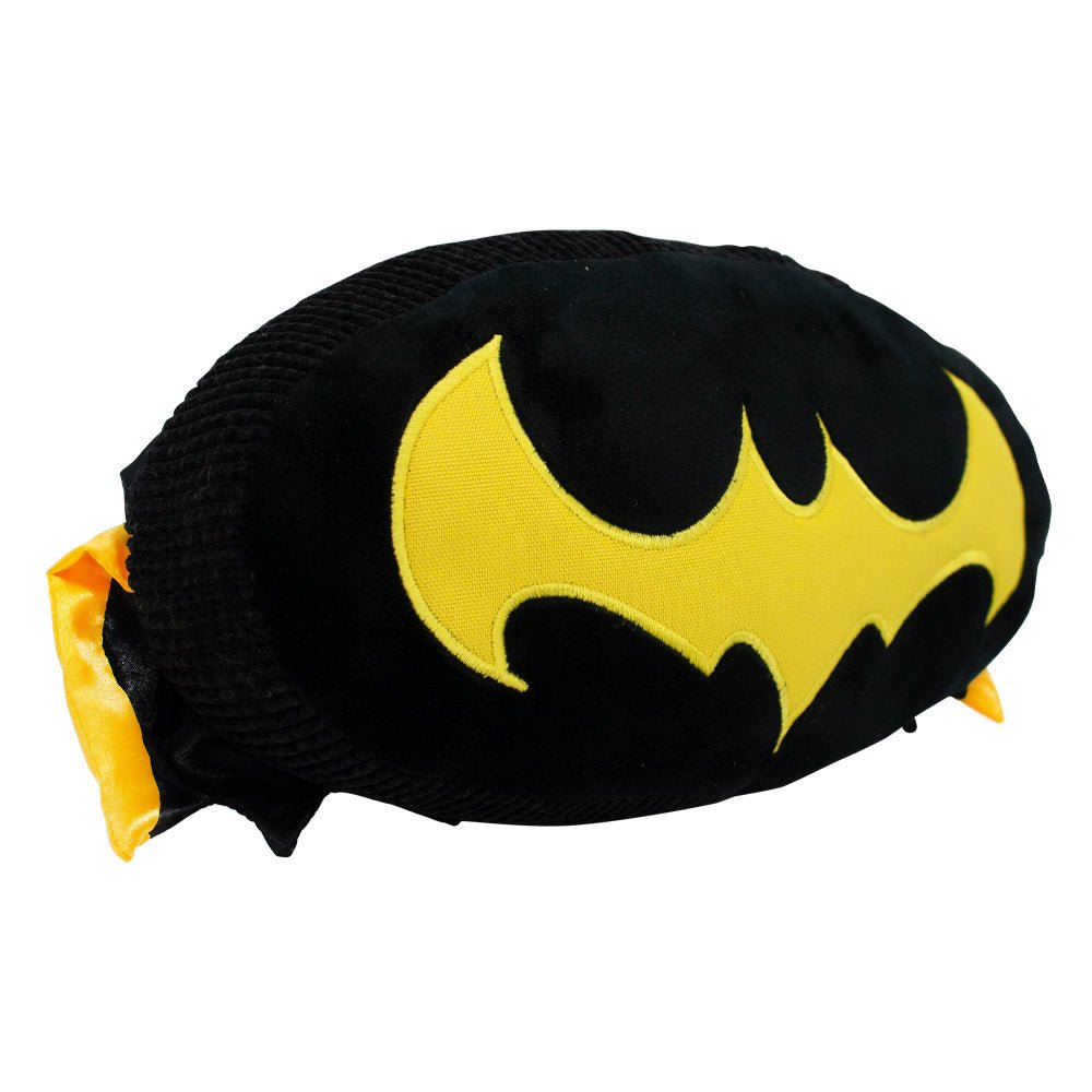 DC Comics - Legion of Super-Pets Batman Dog Ace The Bat Hound Bat Logo Cape Black Yellow Plush Squeaky Dog Toy - Wūforia