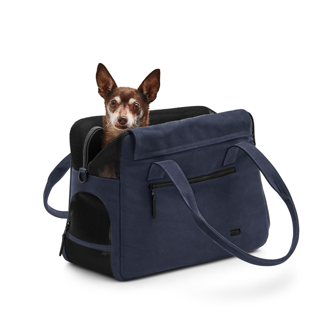 DESTINATION DOG CARRIER TOTE TRAVEL BAG - NAVY. – Pet Carriers by JUST FRED.