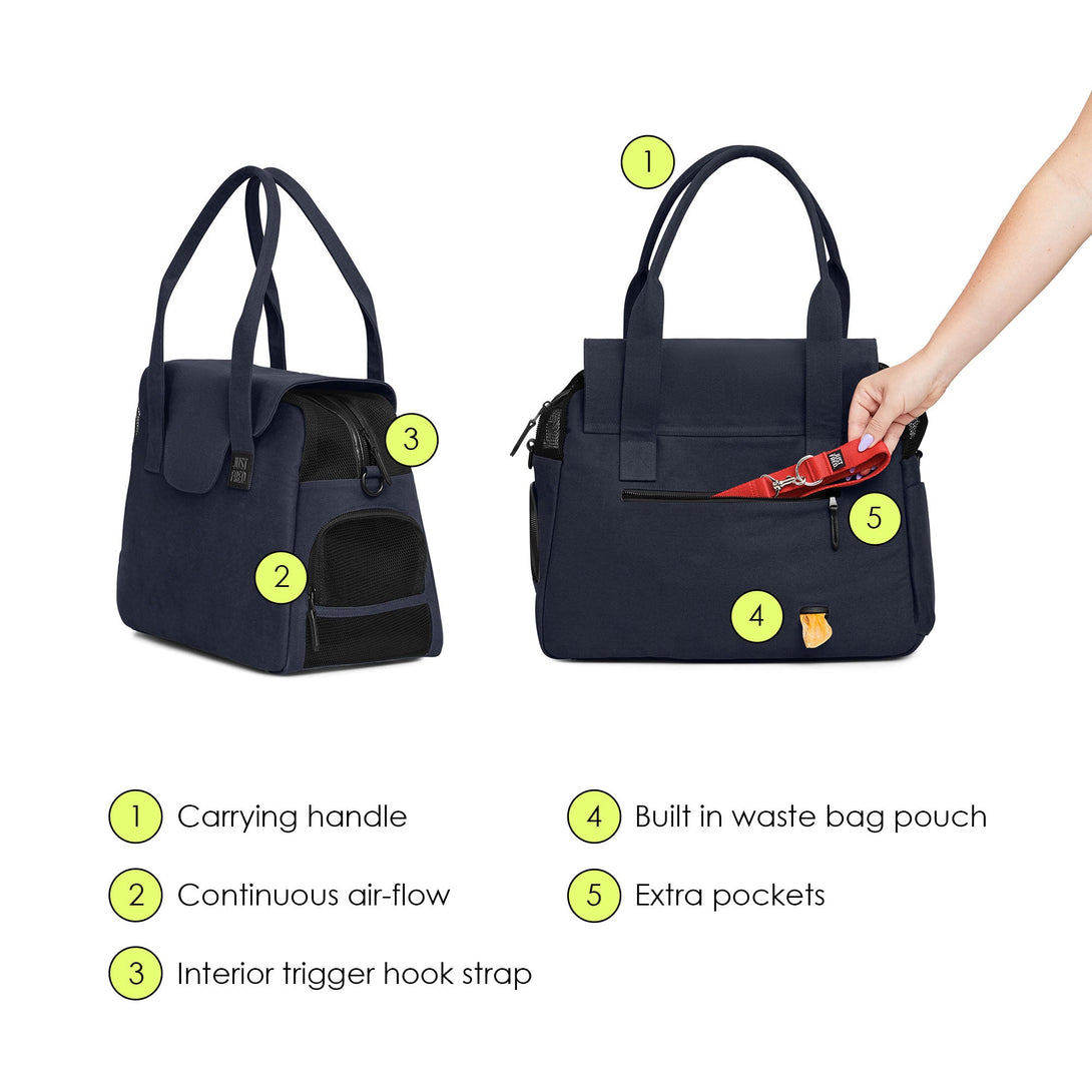 DESTINATION DOG CARRIER TOTE TRAVEL BAG - NAVY. – Pet Carriers by JUST FRED.