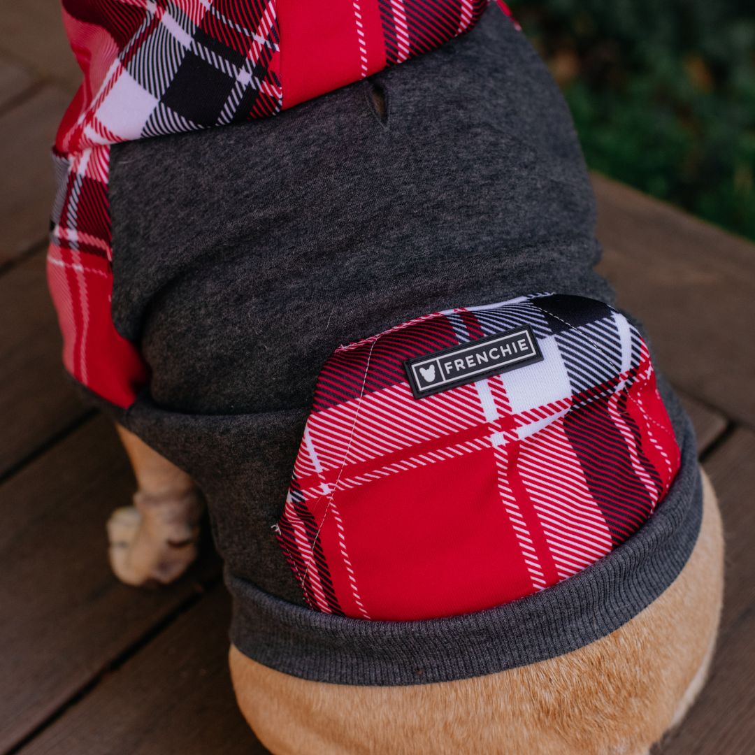 Dog Hoodie - Scarlet Plaid – Sweaters & Hoodies by Frenchie Bulldog