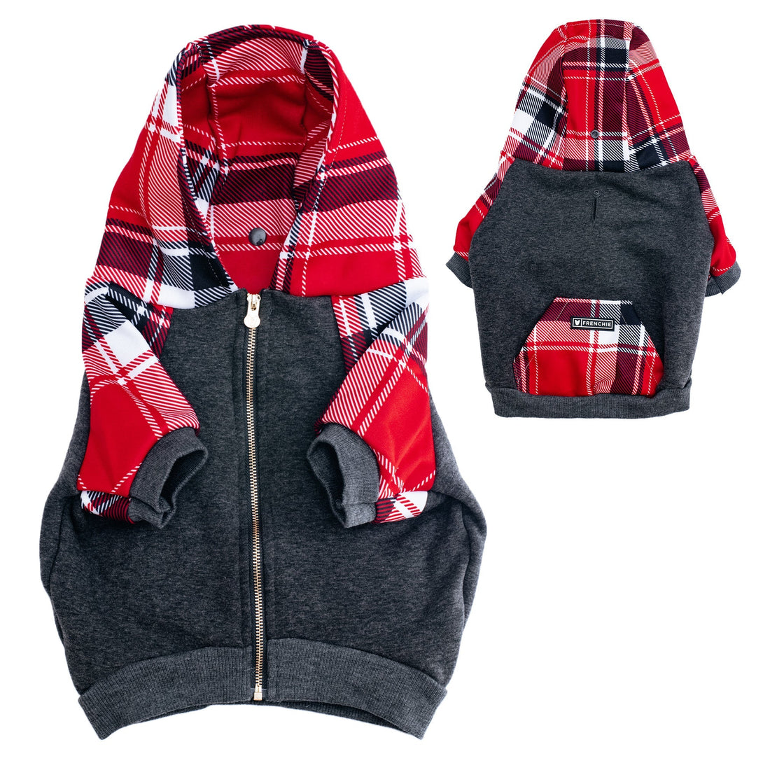 Dog Hoodie - Scarlet Plaid – Sweaters & Hoodies by Frenchie Bulldog