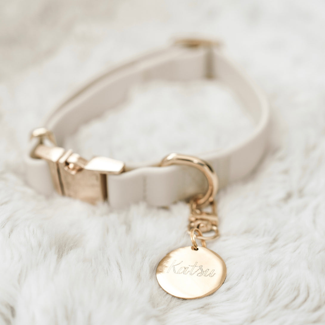 Elise Waterproof Dog Collar - Bone – Dog Collars by Fur Elise Pets