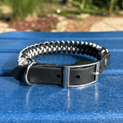 Fishtail Hand Braided Dog Collar in Black & Smoke – Dog Collars by Pawsh Pup Co.