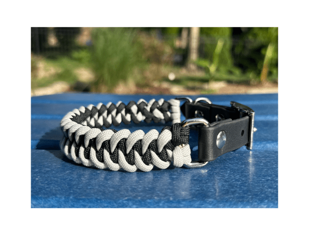 Fishtail Hand Braided Dog Collar in Black & Smoke – Dog Collars by Pawsh Pup Co.