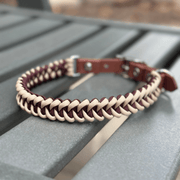 Fishtail Hand Braided Dog Collar in Burgundy & Cream – Dog Collars by Pawsh Pup Co.