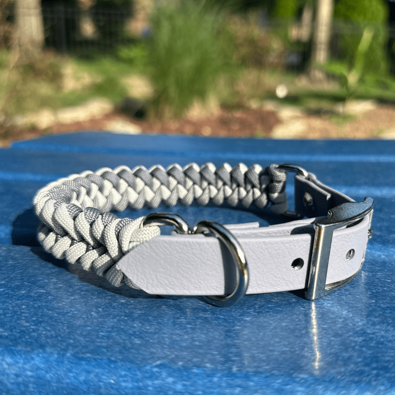 Fishtail Hand Braided Dog Collar in Graphite & Smoke – Dog Collars by Pawsh Pup Co.