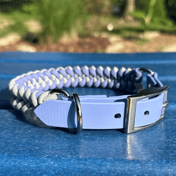 Fishtail Hand Braided Dog Collar in Lavender & Smoke – Dog Collars by Pawsh Pup Co.