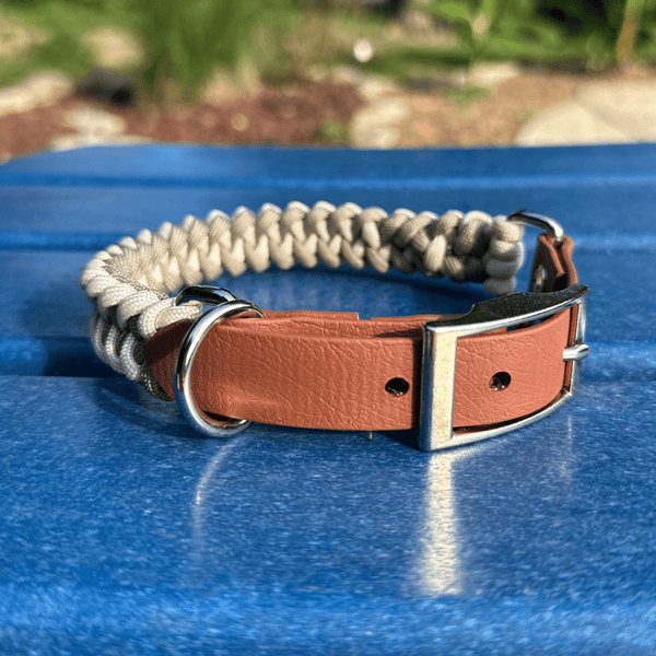 Fishtail Hand Braided Dog Collar in Tan & Cream – Dog Collars by Pawsh Pup Co.