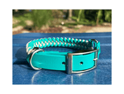 Fishtail Hand Braided Dog Collar in Teal & Cream – Dog Collars by Pawsh Pup Co.