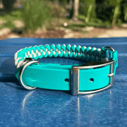 Fishtail Hand Braided Dog Collar in Teal & Cream – Dog Collars by Pawsh Pup Co.