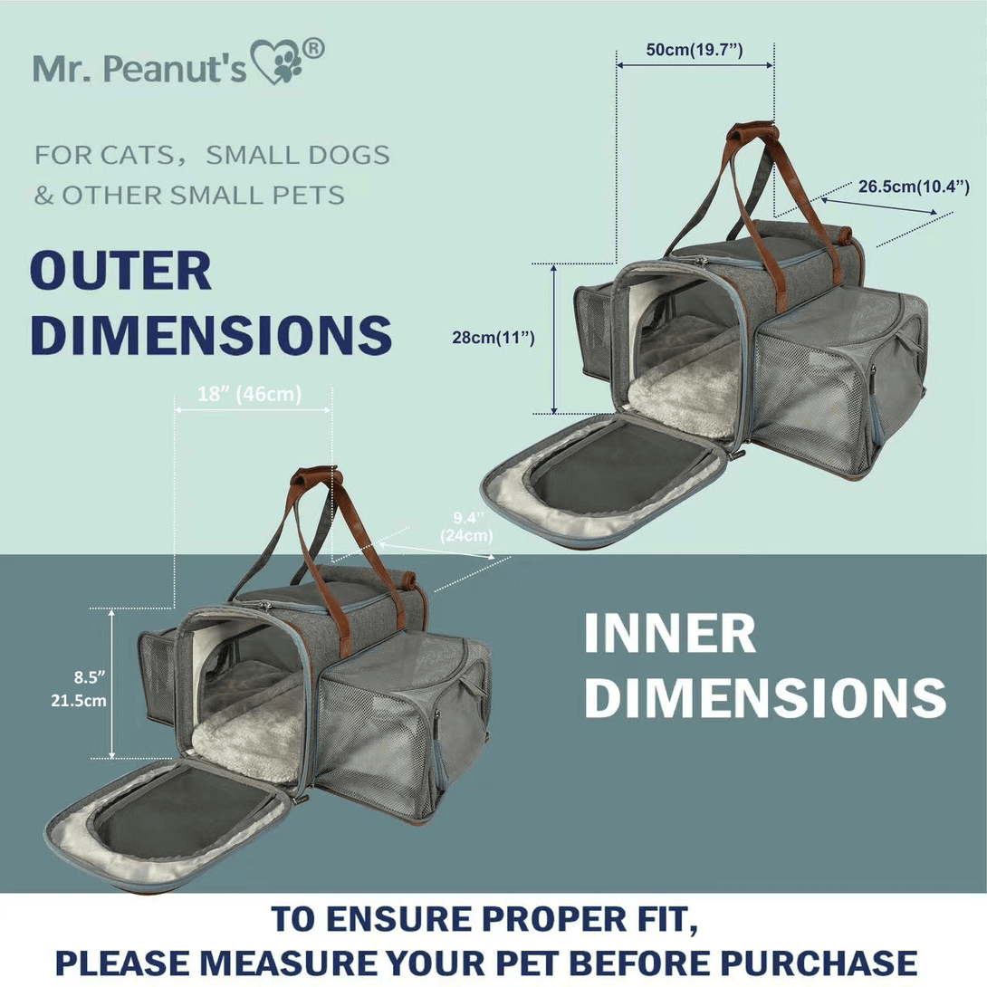 Gold Series Big Apple XL Size Airline Compliant Double Expandable Dog Carrier Bag – Pet Carriers by Mr. Peanut's Pet Carriers