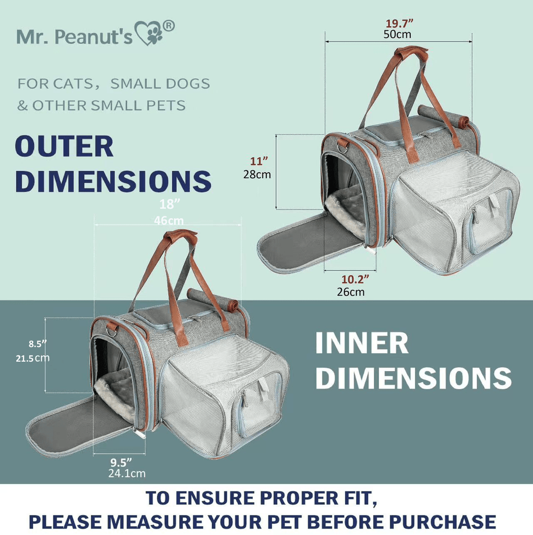 Gold Series Big Apple XL Size Airline Compliant Expandable Dog Carrier Bag – Pet Carriers by Mr. Peanut's Pet Carriers