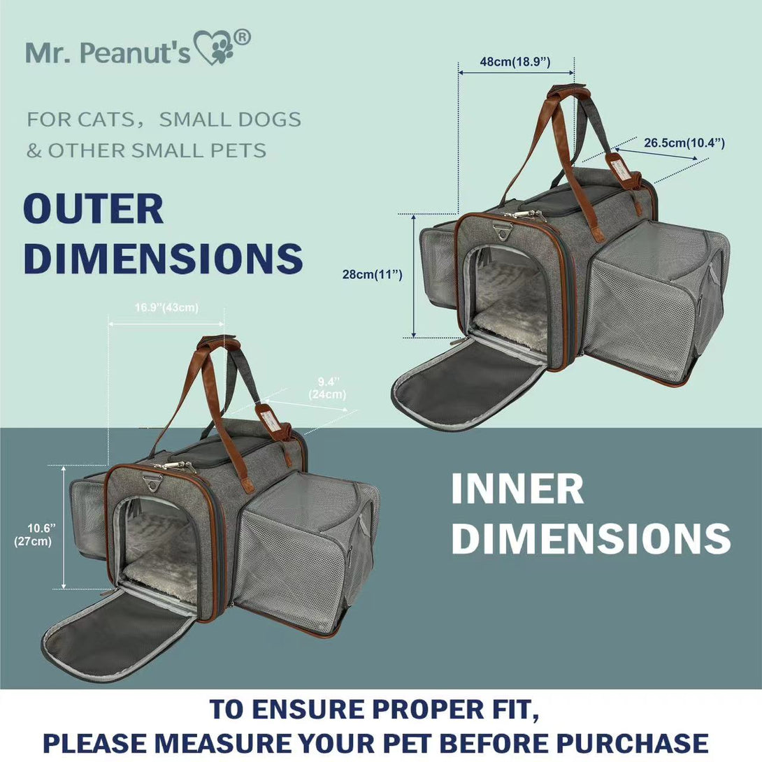 Gold Series Standard Size Airline Compliant Double Expandable Dog Carrier Bag – Pet Carriers by Mr. Peanut's Pet Carriers