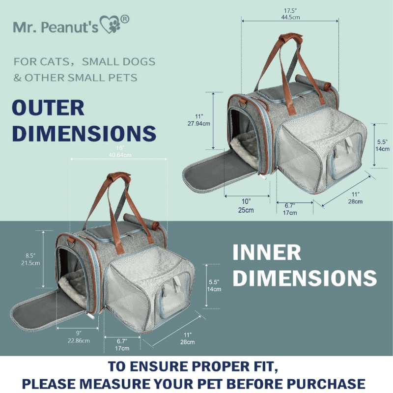 Gold Series Standard Size Airline Compliant Expandable Dog Carrier Bag – Pet Carriers by Mr. Peanut's Pet Carriers