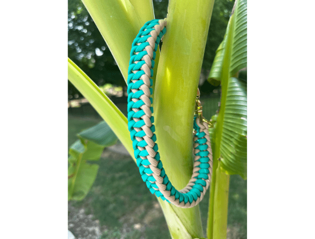Infinity Braid in Teal & Light Tan - Handmade Dog Collar – Dog Collars by Pawsh Pup Co.