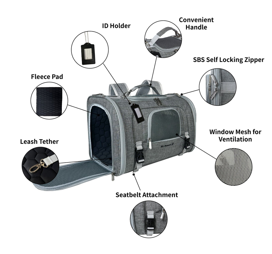 Monterey Series Horizontal Backpack Airline Compliant Backpack Dog Carrier – Pet Carriers by Mr. Peanut's Pet Carriers