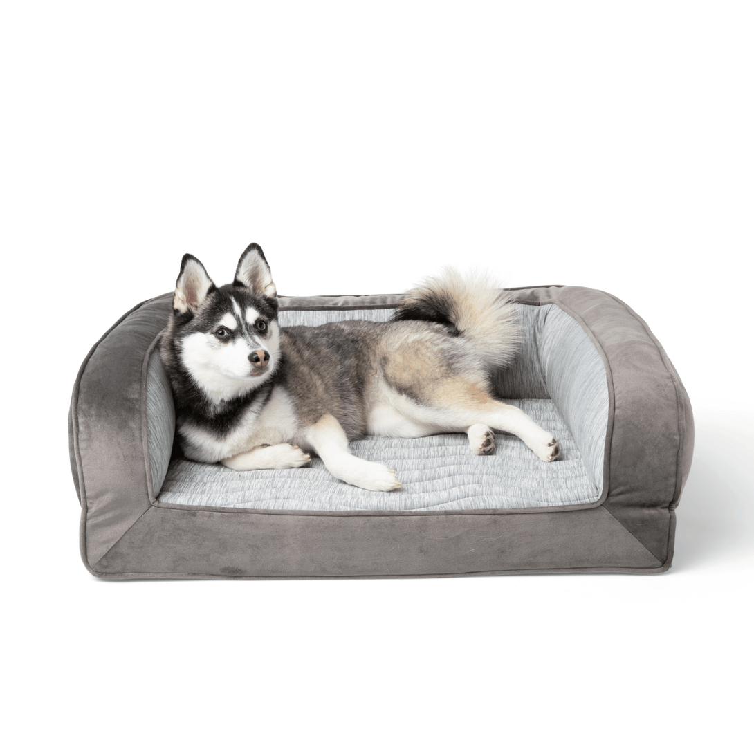 PupChill Cooling Bolster Dog Bed + Waterproof Blanket Bundle - Arctic Grey – Bundles by Paw.com