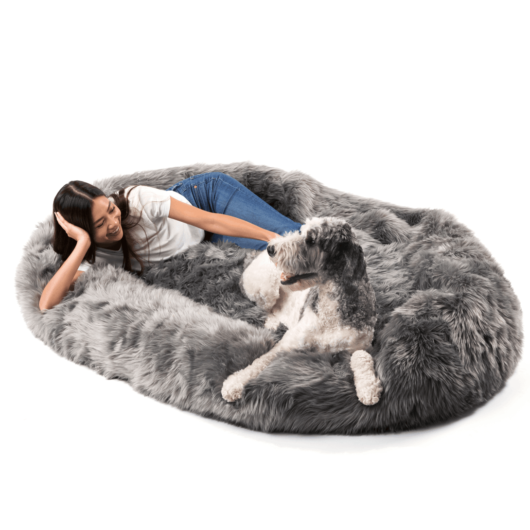 PupCloud Human - Size Dog Bed + Matching Waterproof Blanket Bundle - Charcoal Grey – Bundles by Paw.com