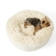 PupPouf Luxe Faux Fur Donut Dog Bed - Plush Sheep Ivory – Dog Beds by Paw.com
