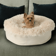 PupPouf Luxe Faux Fur Donut Dog Bed - Plush Sheep Ivory – Dog Beds by Paw.com