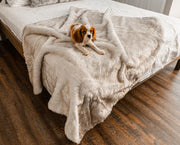 PupProtector Summer Short Fur Waterproof Throw Dog Blanket - White with Brown Accents – Dog Blankets by Paw.com
