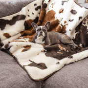 PupProtector Waterproof Throw Dog Blanket - Brown Faux Cowhide – Dog Blankets by Paw.com