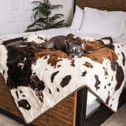 PupProtector Waterproof Throw Dog Blanket - Brown Faux Cowhide – Dog Blankets by Paw.com