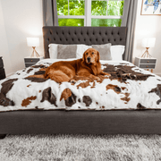 PupProtector Waterproof Throw Dog Blanket - Brown Faux Cowhide – Dog Blankets by Paw.com